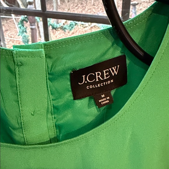 J. Crew Collection Crepe Feather Trim Green Sleeveless Lined Sz M Dress NWT - Picture 2 of 14